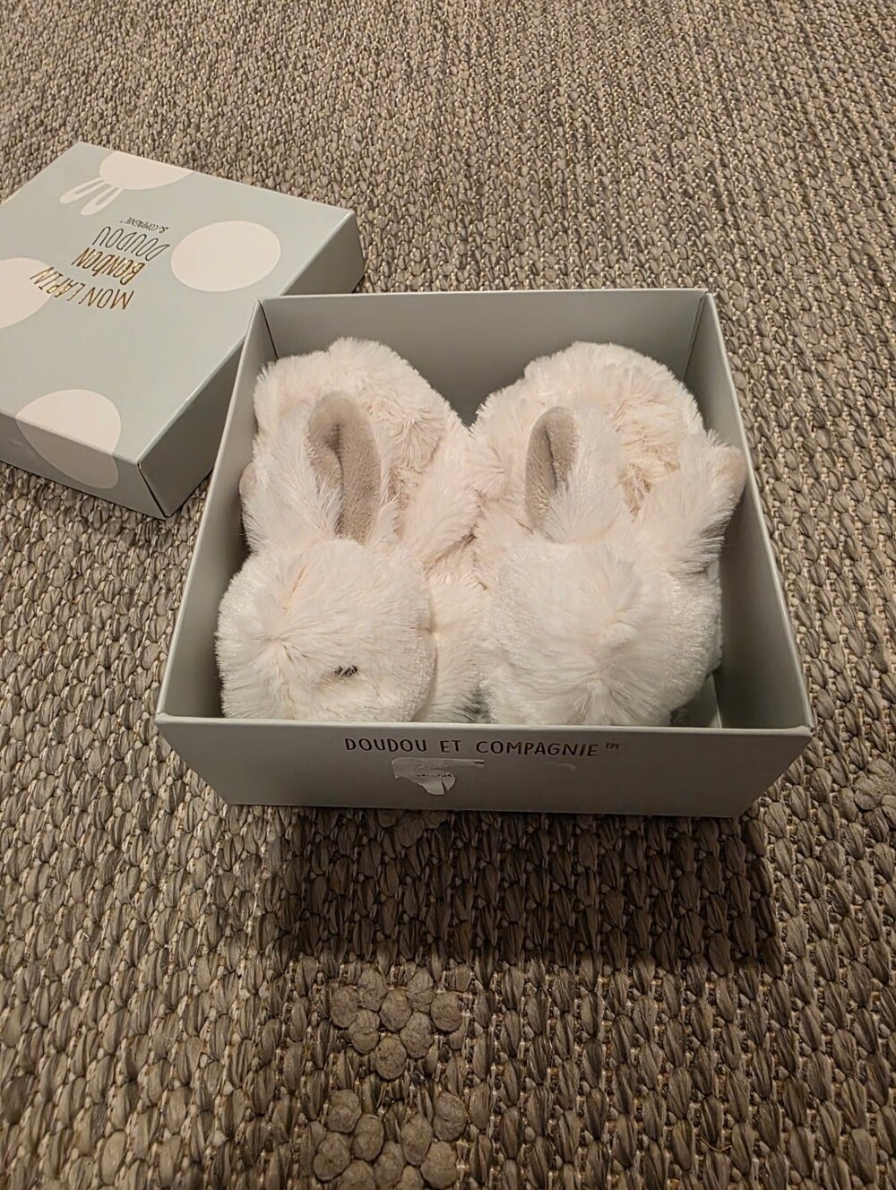 Doudou Et Compagnie Beige Bunny Booties Plush Shoes Beige Infant Slippers